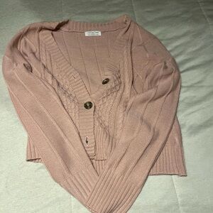 Cozy light pink button up sweater.